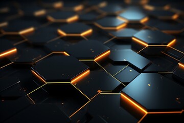 Obraz premium Abstract 3d rendering of hexagons. Futuristic technology background.