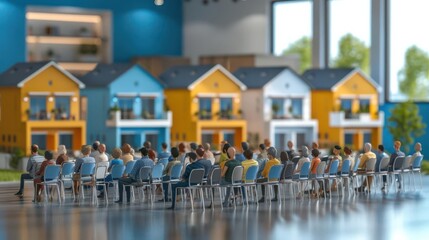 A community meeting discussing benefits of affordable housing programs