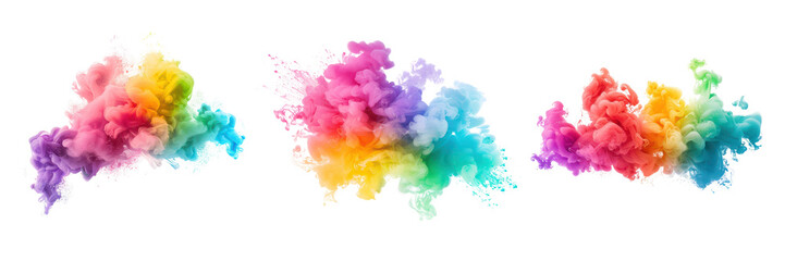 Fototapeta premium Vibrant Colorful Smoke Clouds Isolated on Transparent Background for Creative Design and Art Projects