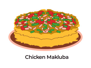 chicken maqluba palestine traditional food upside down rice casserole with meat and vegetables