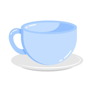 recommend clip art: Vector illustration of empty tea cup and saucer on transparent background