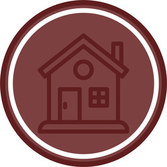 House Vector Line Double Circle Maroon