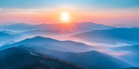 Misty Mountain Sunrise Embracing the Energy of New Beginnings with Captivating Vistas