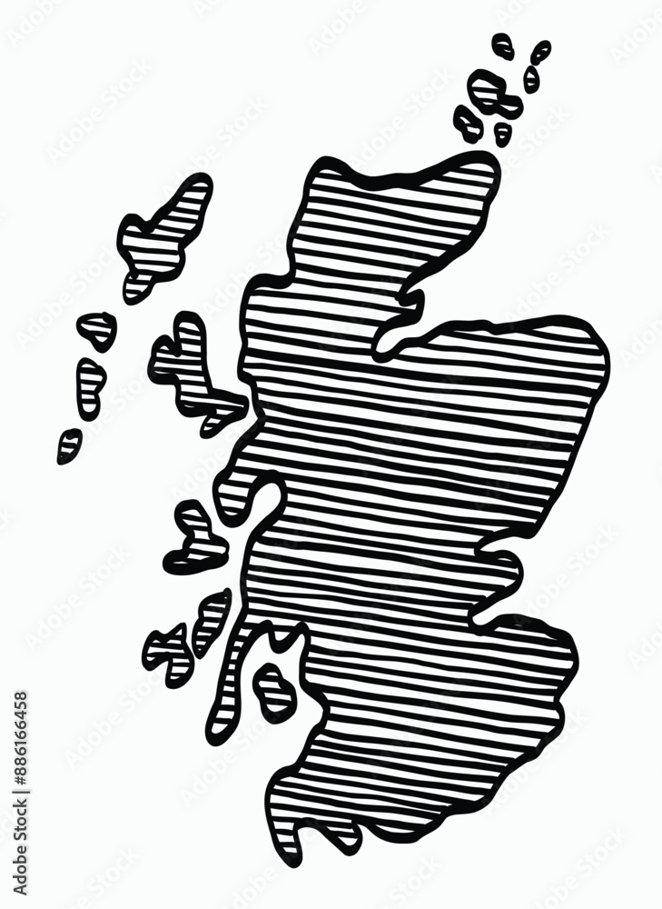 Wall mural Doodle freehand drawing of Scotland map.