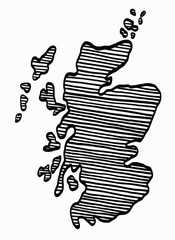 Doodle freehand drawing of Scotland map.