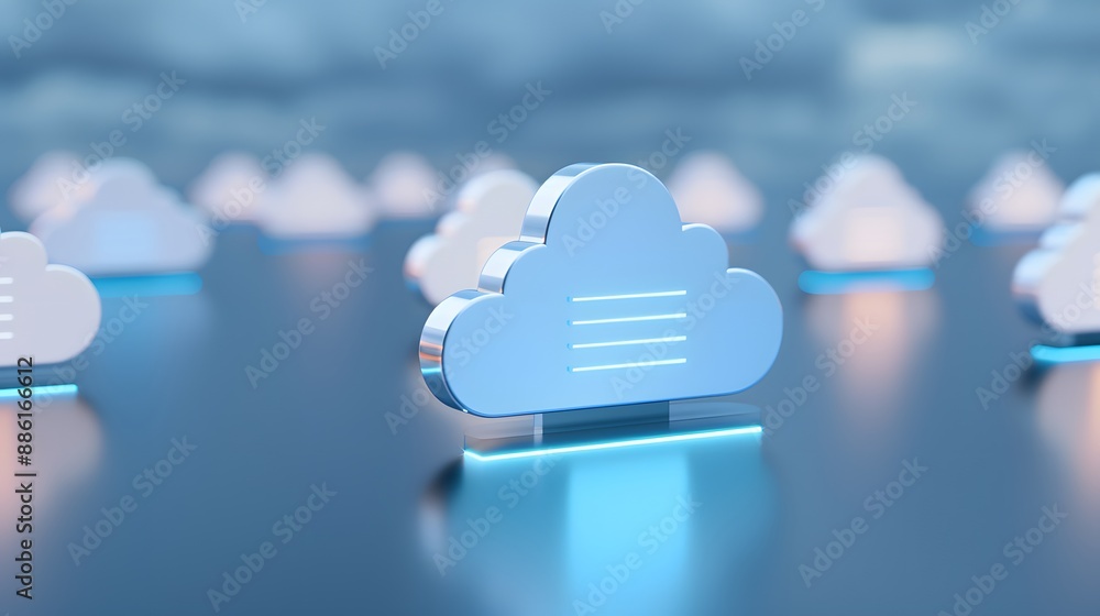 Aufkleber abstract image of digital clouds representing cloud computing technology concepts in a modern blue-t