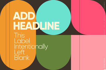 A minimalist yet bold poster design featuring large geometric shapes in orange, teal, and pink, perfect for creative advertising and branding.