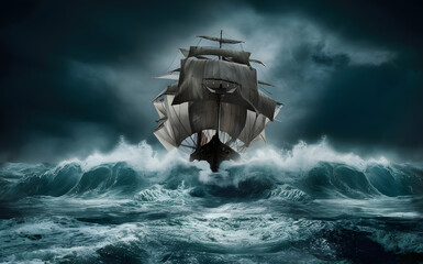 Ship Braving the Storm