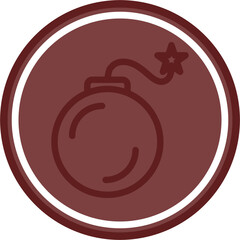 Bomb Vector Line Double Circle Maroon