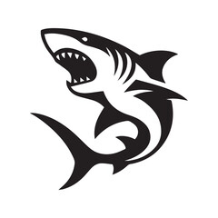 Obraz premium Minimalist shark logo on a white background