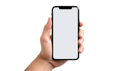 hand holding smart phone isolated on transparent background Remove png, Clipping Path, pen tool