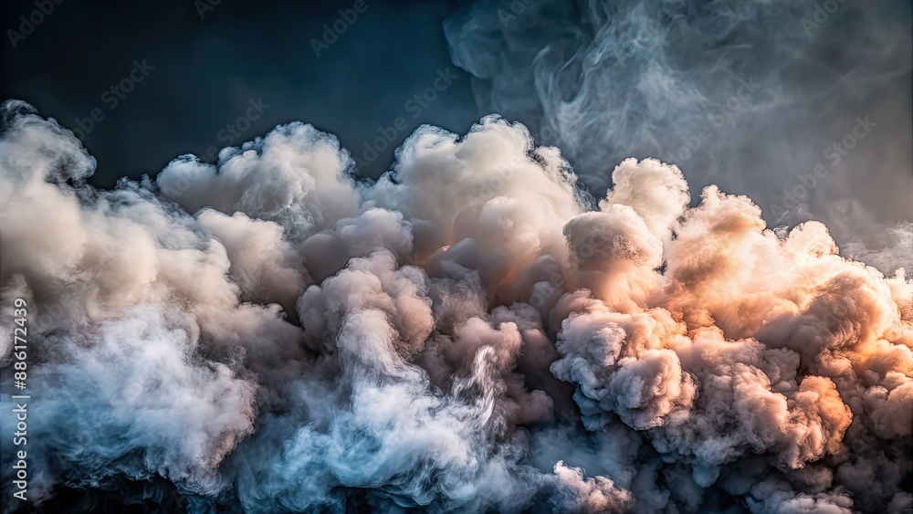 Poster Abstract background with billowing smoke , abstract, background, smoke, texture, fog, mist, misty, vapor, ethereal