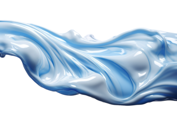 Abstract Blue Liquid Swirling and Flowing Against a White Background on a White or Clear Surface PNG Transparent Background.