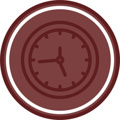 clock Vector Line Double Circle Maroon