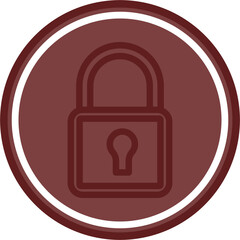 lock Vector Line Double Circle Maroon