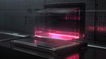 "Revolutionizing Design: Futuristic House Hologram on Digital Laptop"