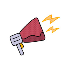 megaphone loudspeaker halftone hand drawn  color vector illustration
