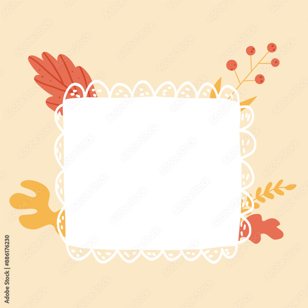 Poster autumn simple background with frame. banner and invitation template with border and copy space. vect