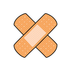 bandage strip halftone hand drawn  color vector illustration