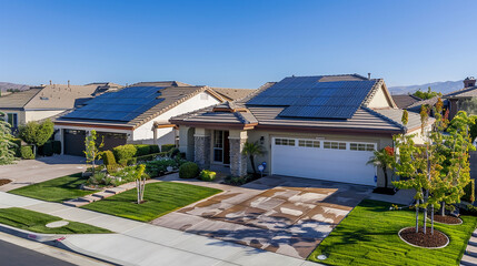 modern house use solar panel for renewable energy
