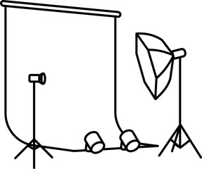 Fototapeta premium Photography studio illustration outline vector