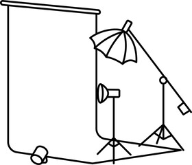 Photography studio illustration outline vector