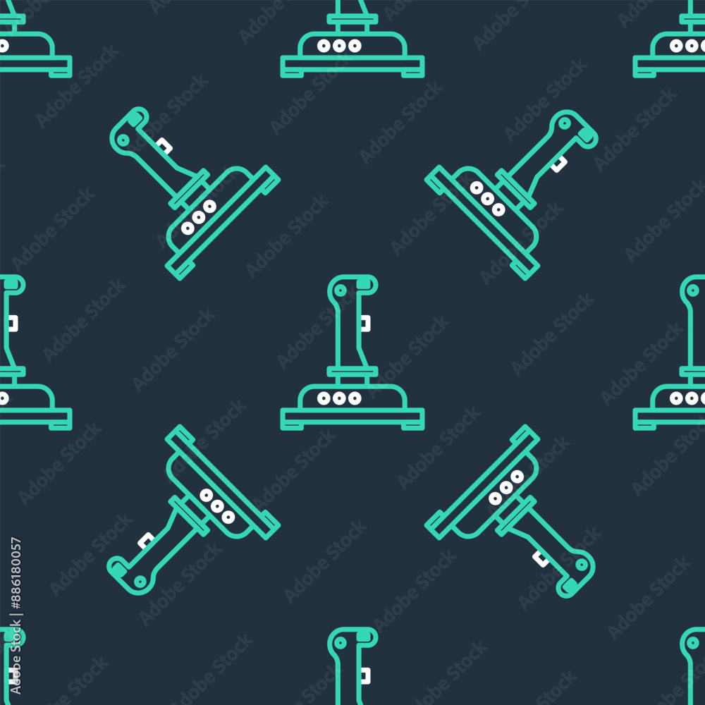 Poster line joystick for arcade machine icon isolated seamless pattern on black background. joystick gamepa
