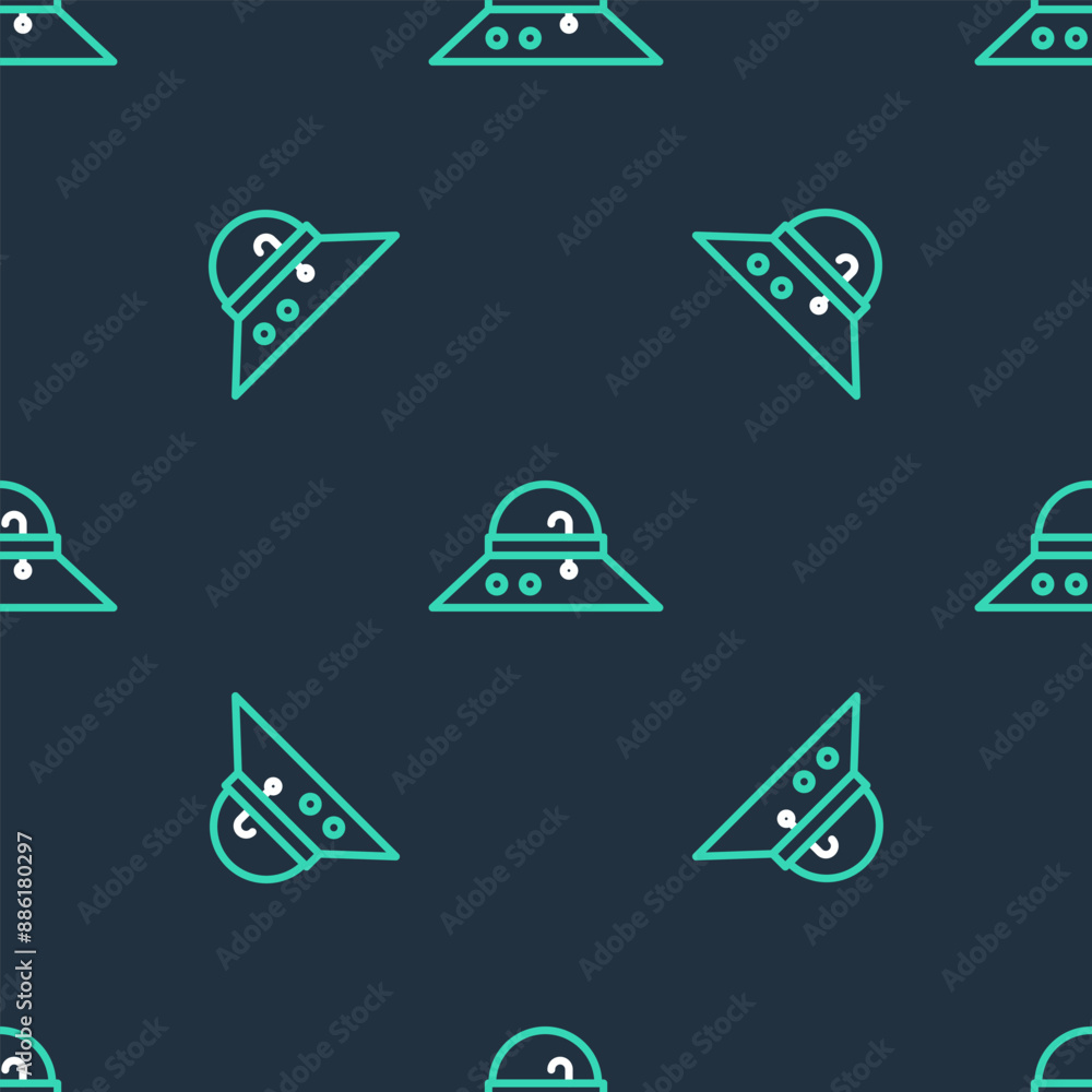 Sticker Line Fisherman hat icon isolated seamless pattern on black background. Vector