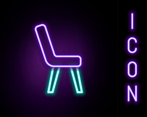 Glowing neon line Armchair icon isolated on black background. Colorful outline concept. Vector