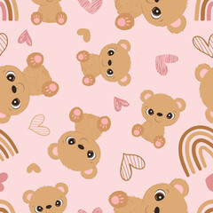 Naklejka premium Cute baby animals seamless pattern