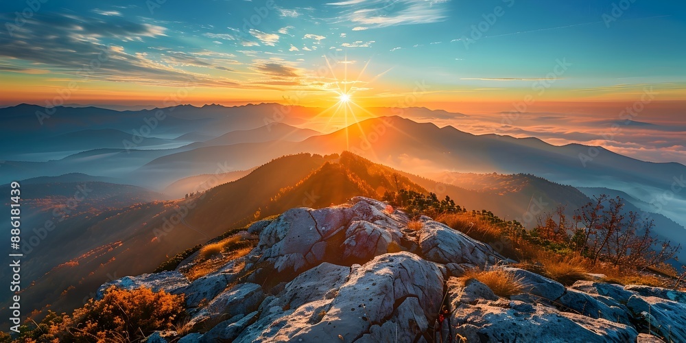 Canvas Prints Majestic Sunrise Embracing the Energy of New Beginnings from Mountainous Landscape