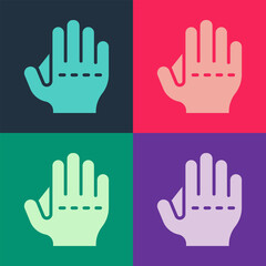 Pop art Baseball glove icon isolated on color background. Vector