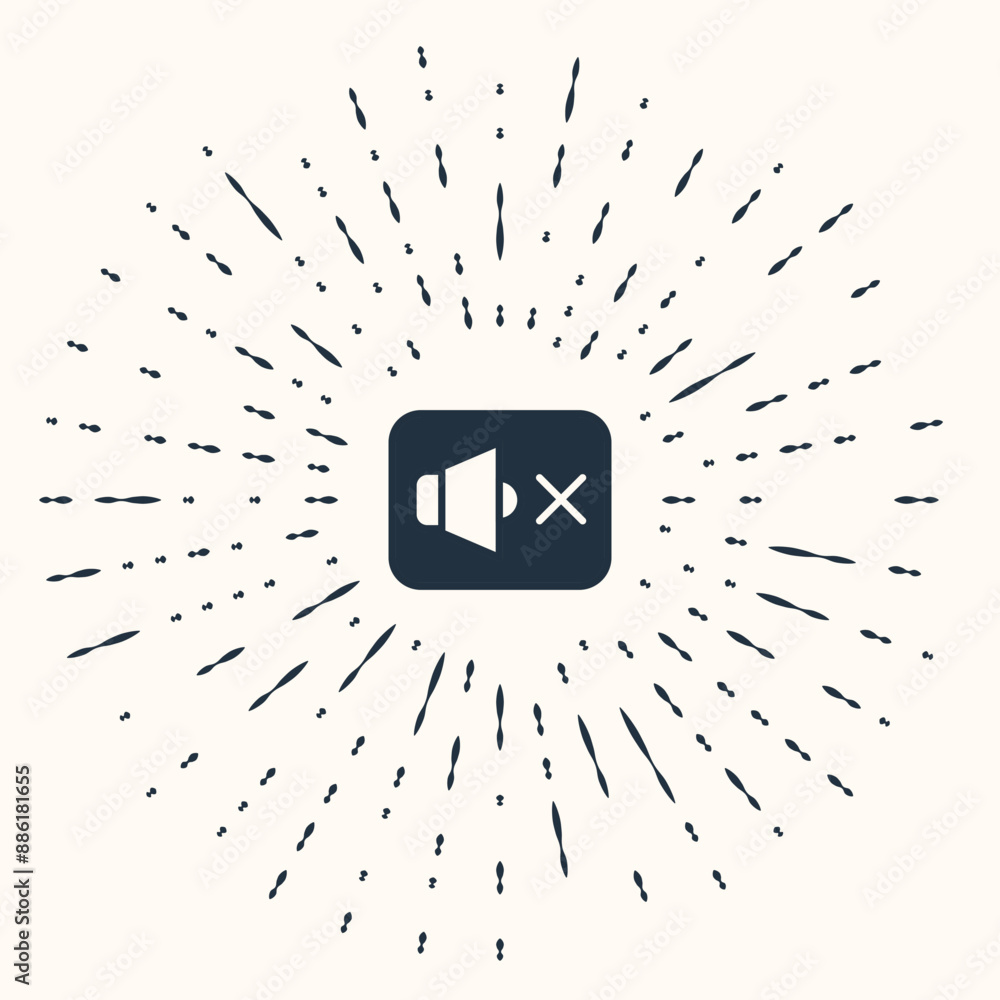 Poster grey speaker mute icon isolated on beige background. no sound icon. volume off symbol. abstract circ
