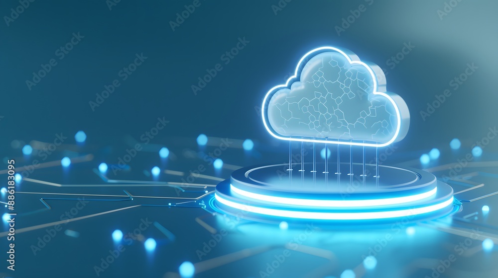 Aufkleber futuristic cloud computing technology with digital blue background, representing data storage and on