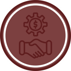 Partnership Handshake Vector Line Double Circle Maroon