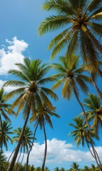 Palm Trees Against Blue Sky.