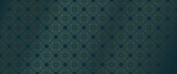 Luxury gold mono line on navy blue background vector. Abstract geometric frame and elegant art deco with delicate. Illustration design for invitation, banner, vip, interior, decoration.