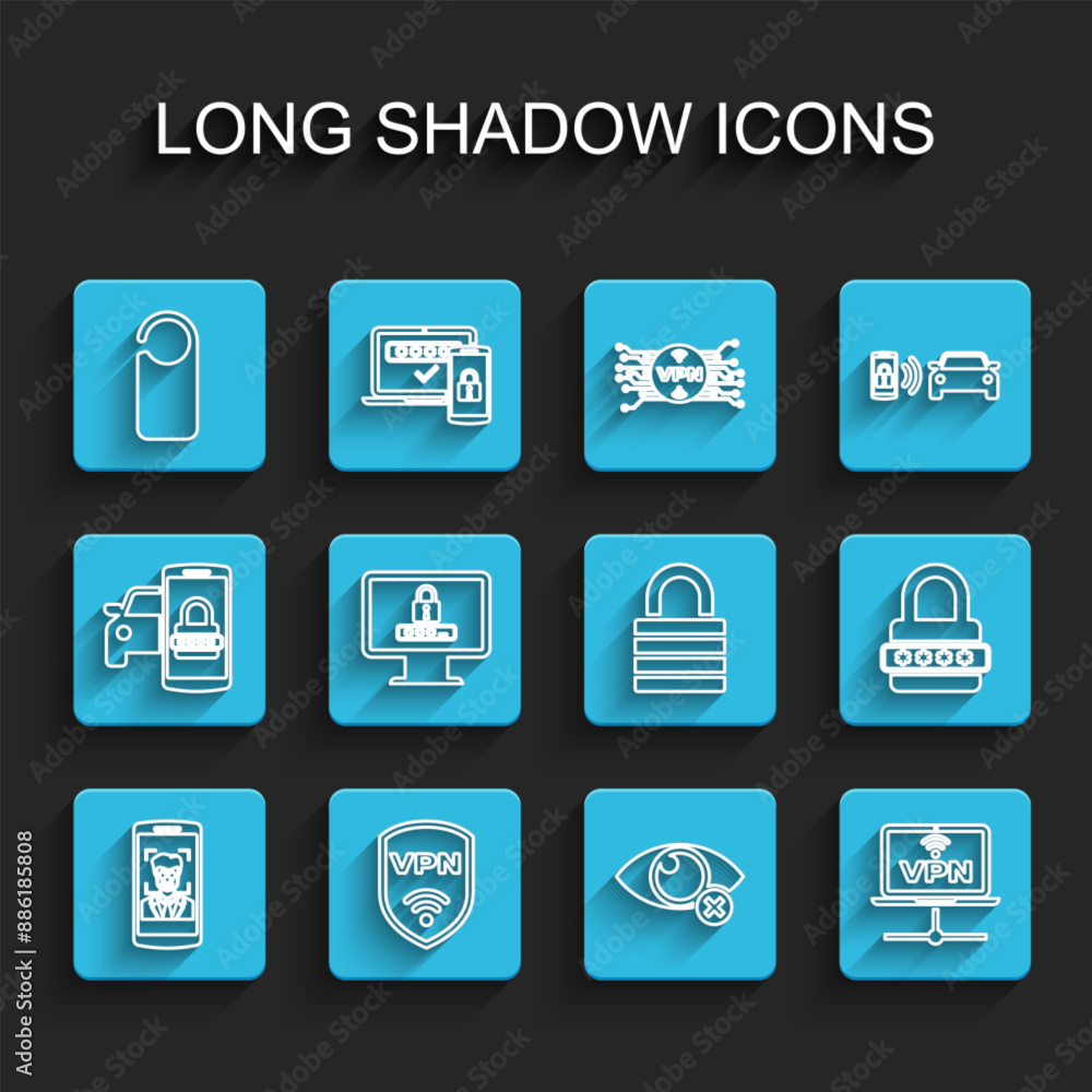 Poster set line mobile and face recognition, shield with vpn wireless, please do not disturb, invisible or 
