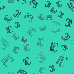 Black line Pedicure brush or grater icon isolated seamless pattern on green background. Brush for cleaning nails for manicure and pedicure. Vector