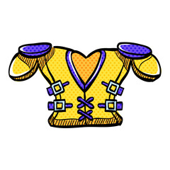 Football armor halftone icon hand drawn color vector illustration