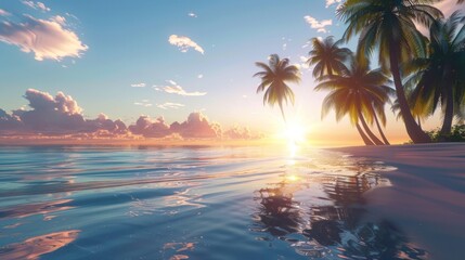 Tropical Sunset on a Pristine Beach