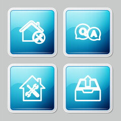 Set line House service, Question and Answer, and Upload inbox icon. Vector
