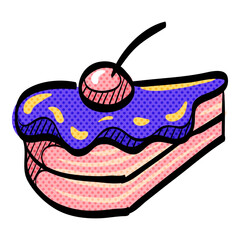 Cake halftone icon hand drawn color vector illustration