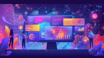 Software development isometric concept. Web design Technology process of Software develop