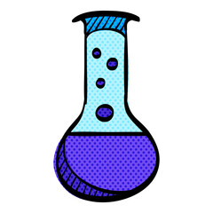 Test tube halftone icon hand drawn color vector illustration