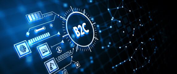 B2C Business to customer marketing strategy. 3d illustration