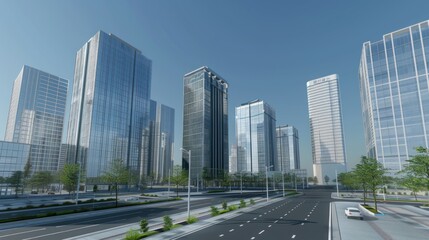 Modern Cityscape with Skyscrapers