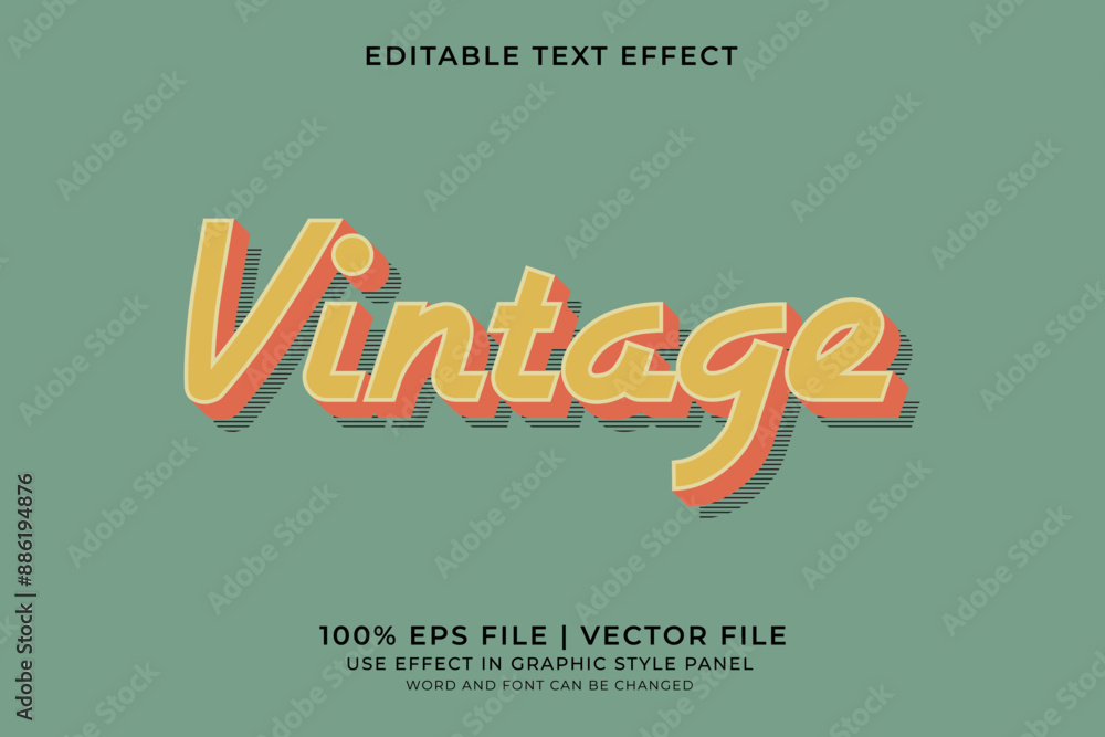 Poster 3d vintage text effect editable vector. retro text effect