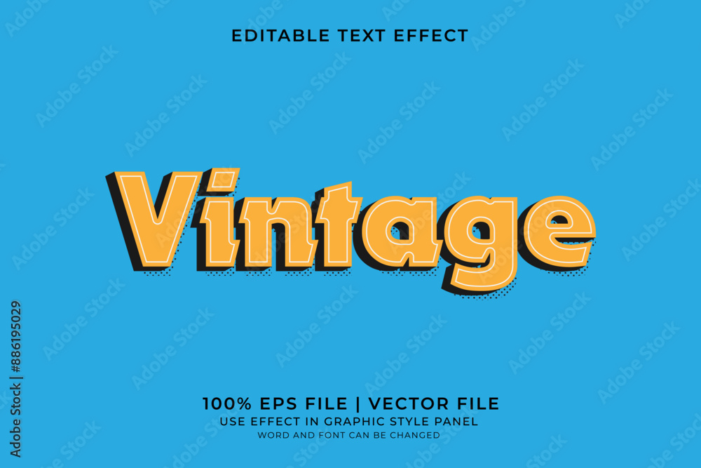 Poster 3d vintage text effect editable vector. retro text effect
