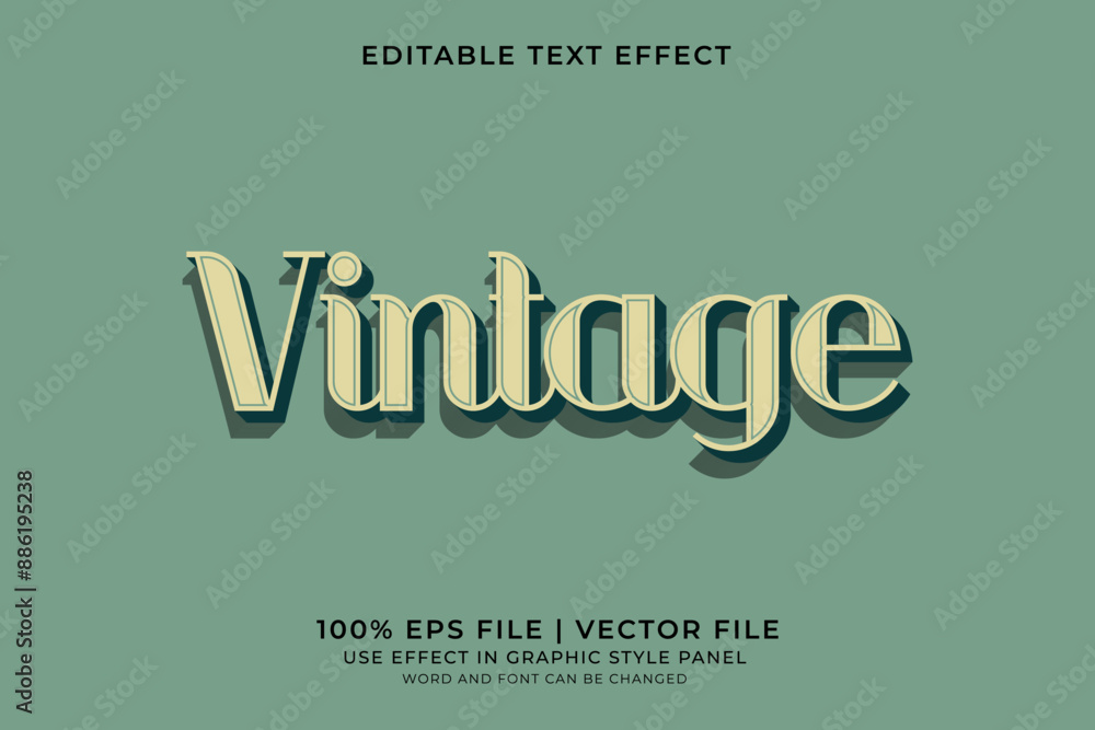 Aufkleber 3d vintage text effect editable vector. retro text effect